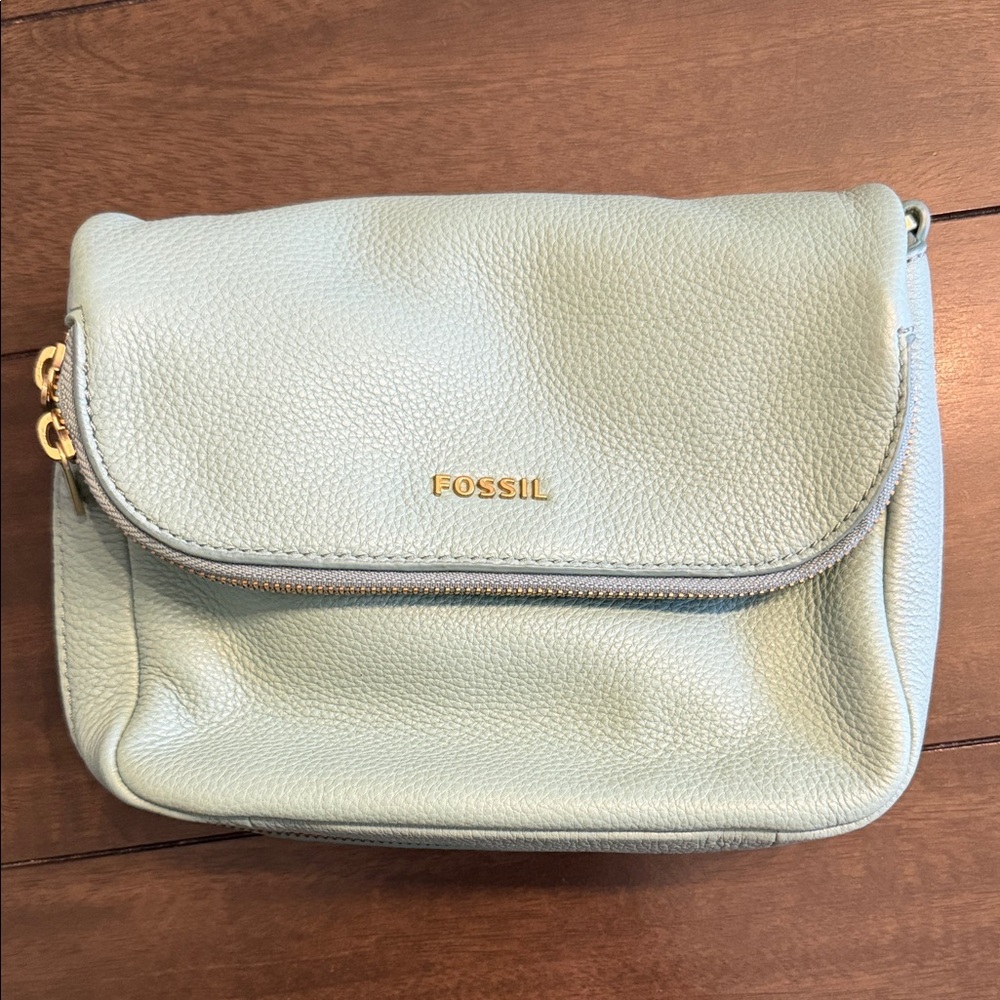 Fossil Mint Green Leather Crossbody Bag